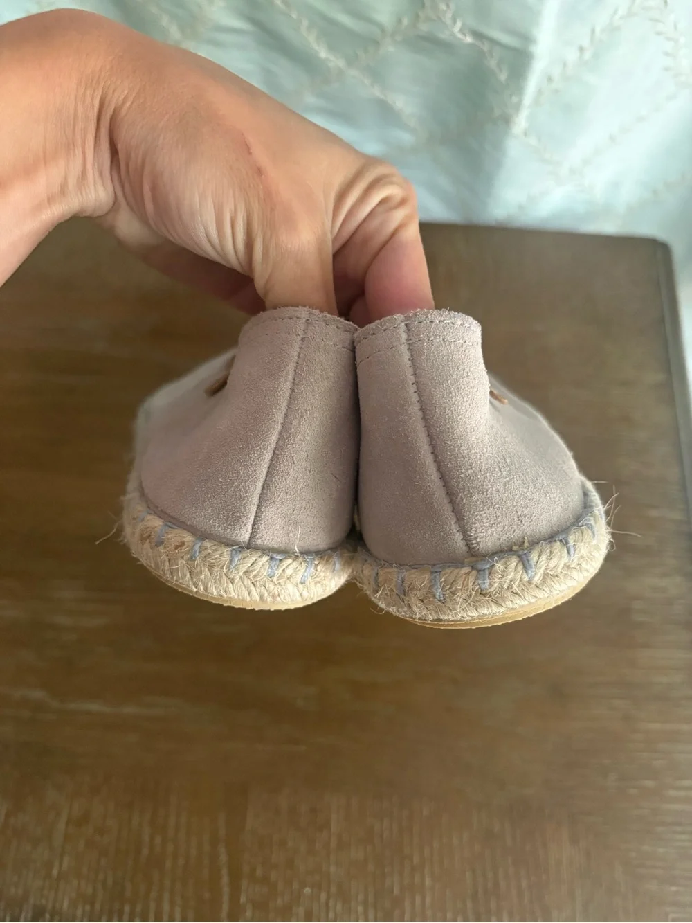 Verbenas Cruz Gray Suede Leather Espadrille Peep-toe Flats - Picture 6 of 7